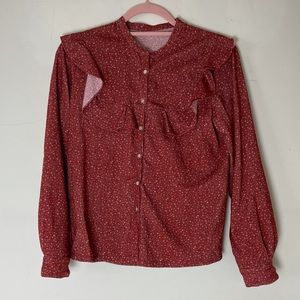 Western red corduroy blouse